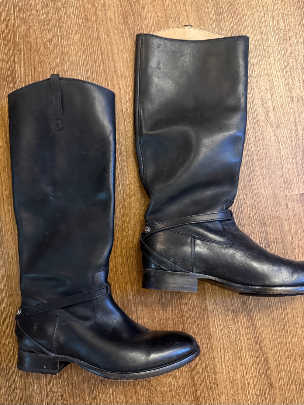 Frye Black Leather Tall Western Riding Boots